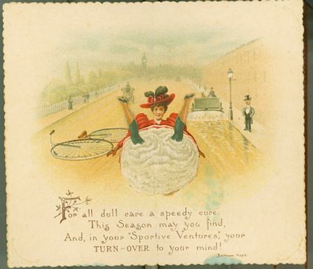 Interior de um cartão de Natal em branco, com texto em inglês de Bertram Hope. Original colorido, 6,5 x 11,5 cm.
